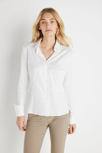 Alida Button Down Poplin Shirt in White