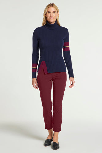 Navy/Sangria || Lourdes Turtleneck