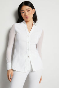 White || Beth Button Front Shirt