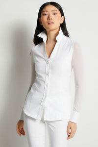 White || Beth Button Front Shirt