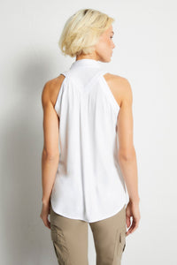 White || Elise Sleeveless Button Up Top