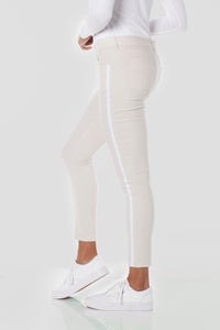 Stone/White || Luisa Stripe Saira Skinny Pant